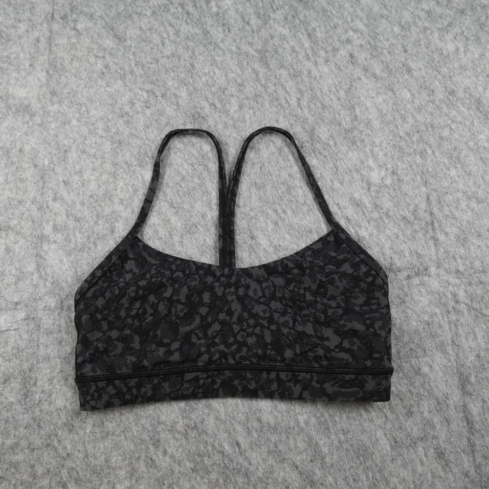 Lululemon Bra Womens 6 Gray Black Coal Flow Y Racerback Running‎ Gym Workout